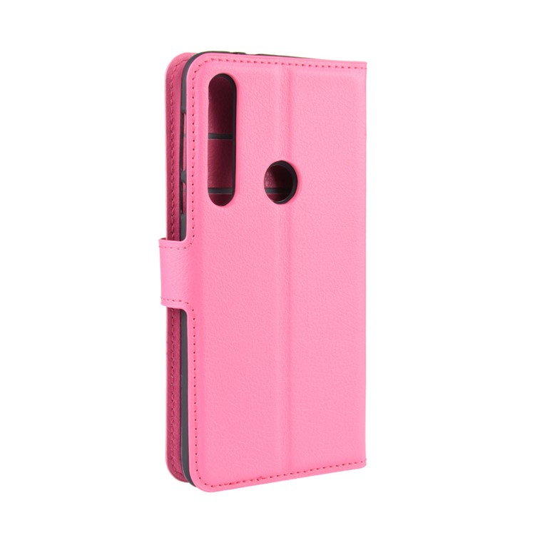 Litchi Skin Wallet Leather Stand Wallet Phone Covering Case for Motorola Moto G8 Plus - Rose-6
