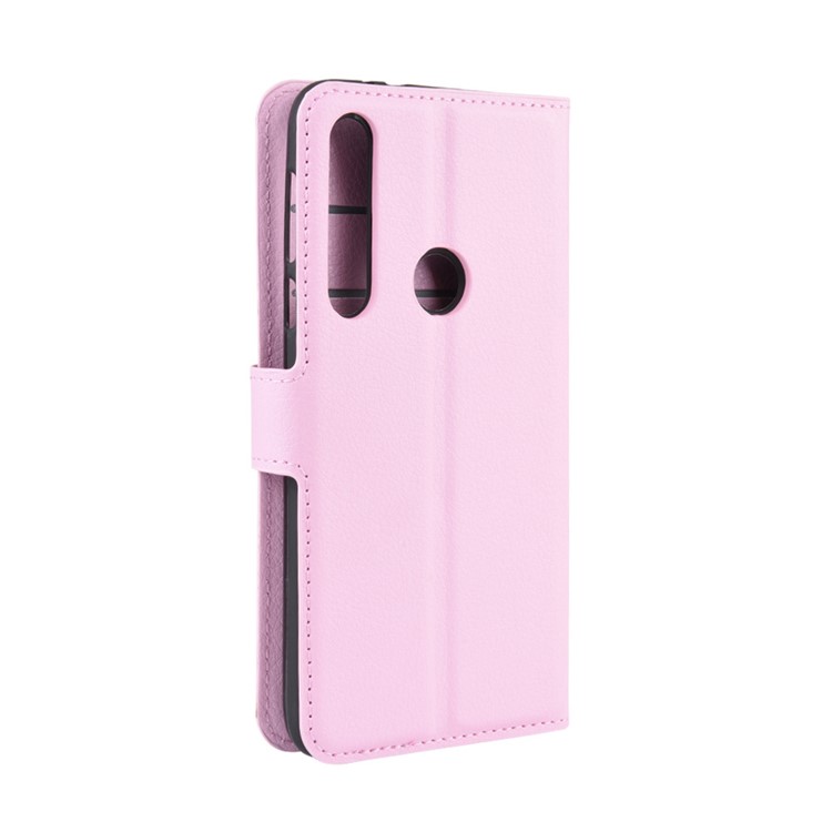 Litchi Skin Wallet Leather Stand Wallet Phone Covering Case for Motorola Moto G8 Plus - Pink-6