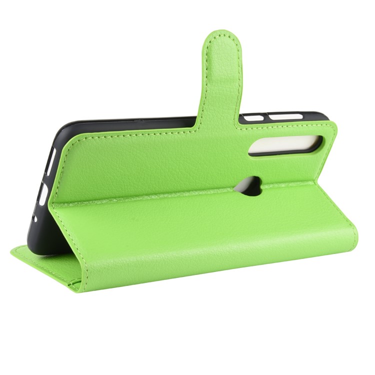 Litchi Skin Wallet Leather Stand Wallet Phone Covering Case for Motorola Moto G8 Plus - Green-5