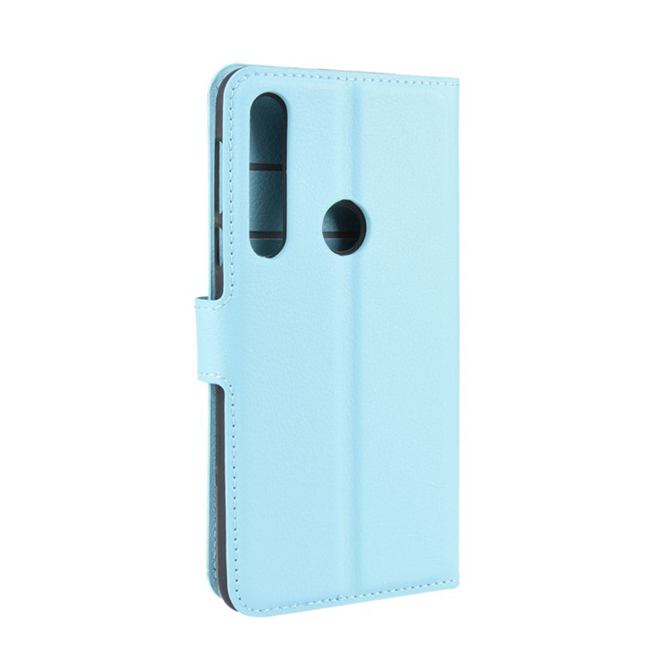 Litchi Skin Wallet Leather Stand Wallet Phone Covering Case for Motorola Moto G8 Plus - Baby Blue-6