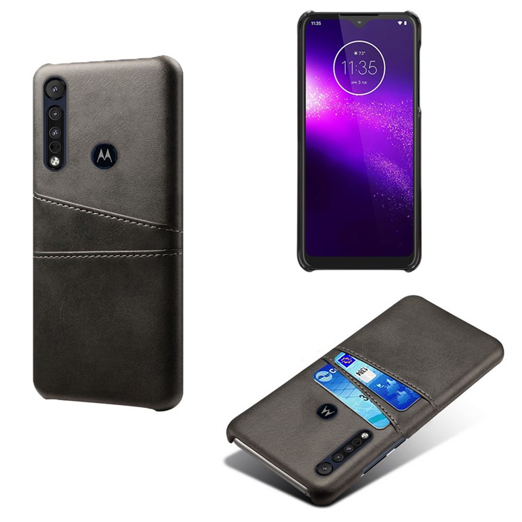KSQ PU Leather + PC Phone Cover with Card Slot for Motorola One Macro - Black-1