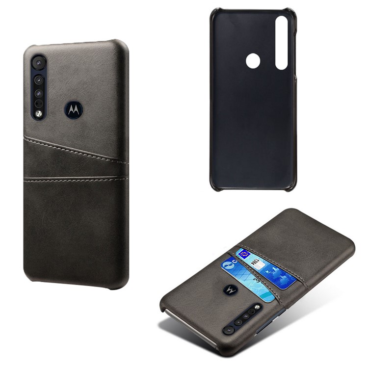 KSQ PU Leather + PC Phone Cover with Card Slot for Motorola One Macro - Black-2