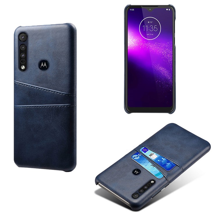 KSQ PU Leather + PC Phone Cover with Card Slot for Motorola One Macro - Blue-1