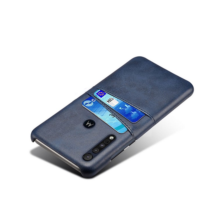 KSQ PU Leather + PC Phone Cover with Card Slot for Motorola One Macro - Blue-4