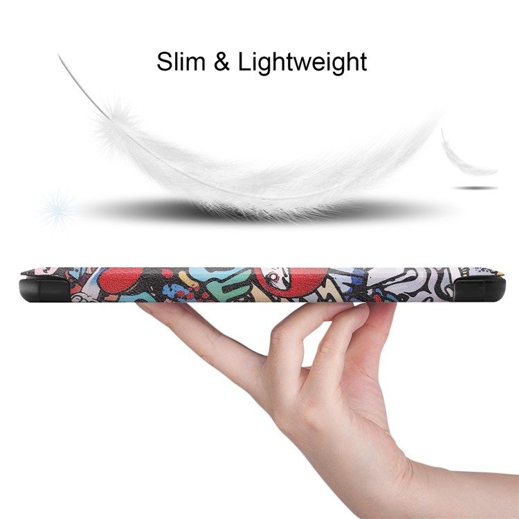 Pattern Printing PU Leather Tri-fold Stand Tablet Case for Lenovo Tab M7 TB-7305 - Cartoon Graffiti-8