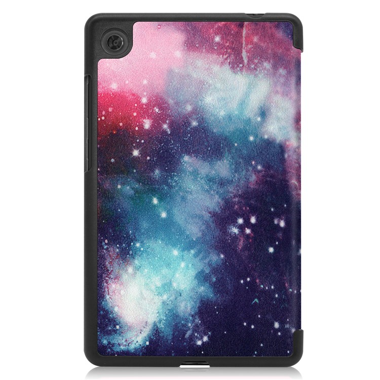 Caso Suporte Comprimido Padrão De Impressão Couro PU Tri-dobra Para Guia Lenovo M7 TB-7305 - Espaço Cósmico-3