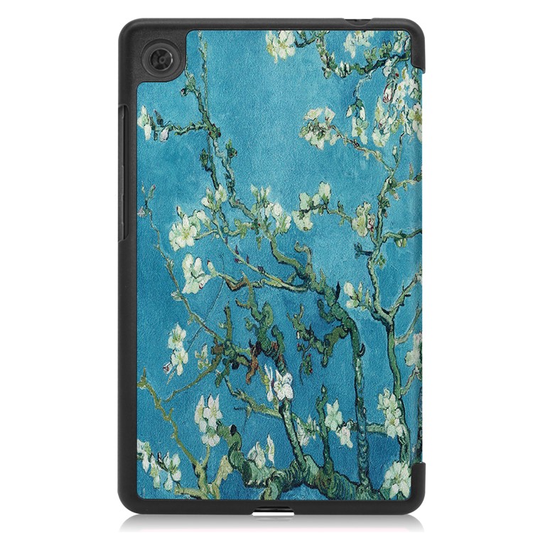 Pattern Printing PU Leather Tri-fold Stand Tablet Case for Lenovo Tab M7 TB-7305 - Peach Blossom-3