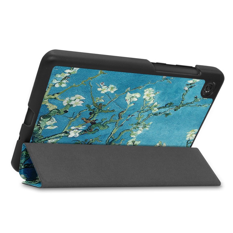 Pattern Printing PU Leather Tri-fold Stand Tablet Case for Lenovo Tab M7 TB-7305 - Peach Blossom-4
