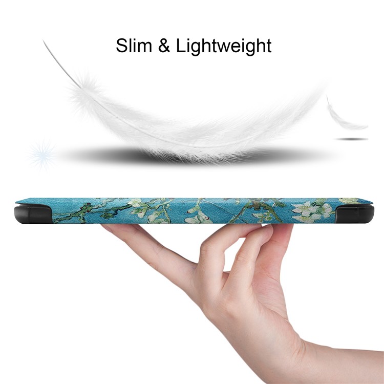 Pattern Printing PU Leather Tri-fold Stand Tablet Case for Lenovo Tab M7 TB-7305 - Peach Blossom-8