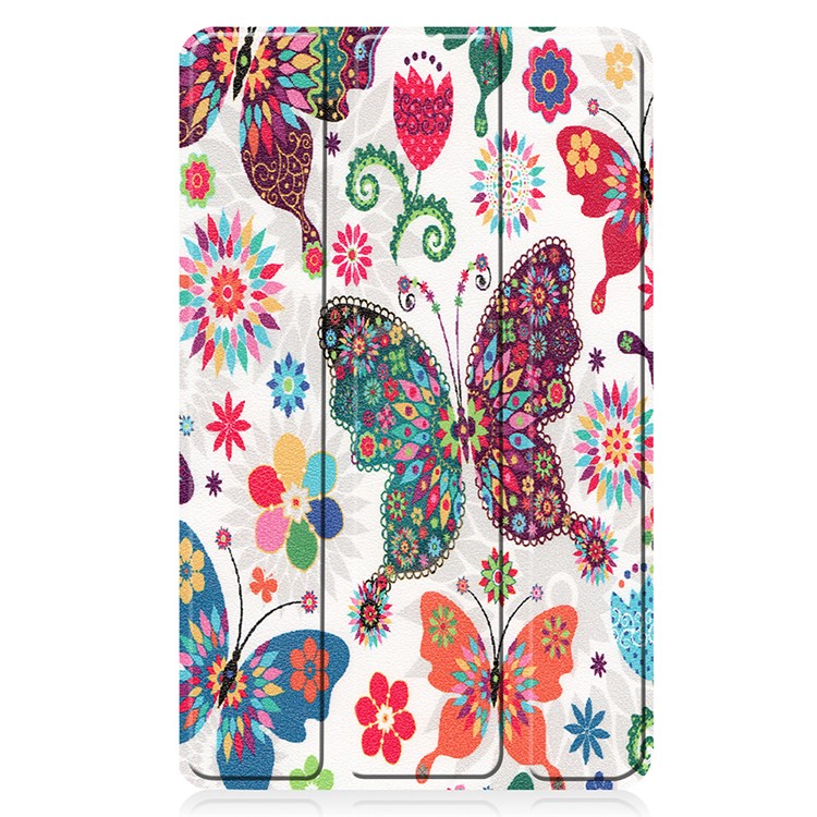 Pattern Printing PU Leather Tri-fold Stand Tablet Case for Lenovo Tab M7 TB-7305 - Butterflies and Flowers-2