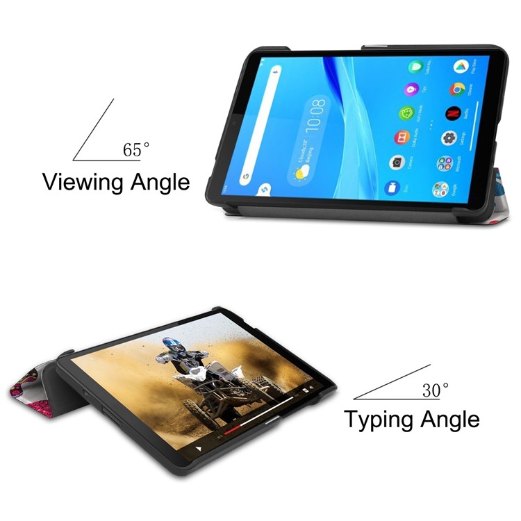 Pattern Printing PU Leather Tri-fold Stand Tablet Case for Lenovo Tab M7 TB-7305 - Butterflies and Flowers-7