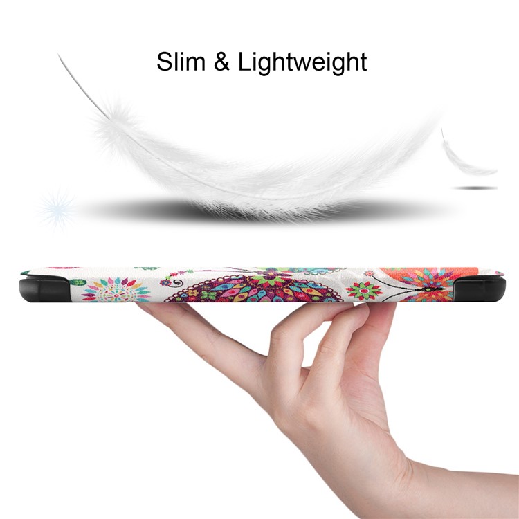 Pattern Printing PU Leather Tri-fold Stand Tablet Case for Lenovo Tab M7 TB-7305 - Butterflies and Flowers-8