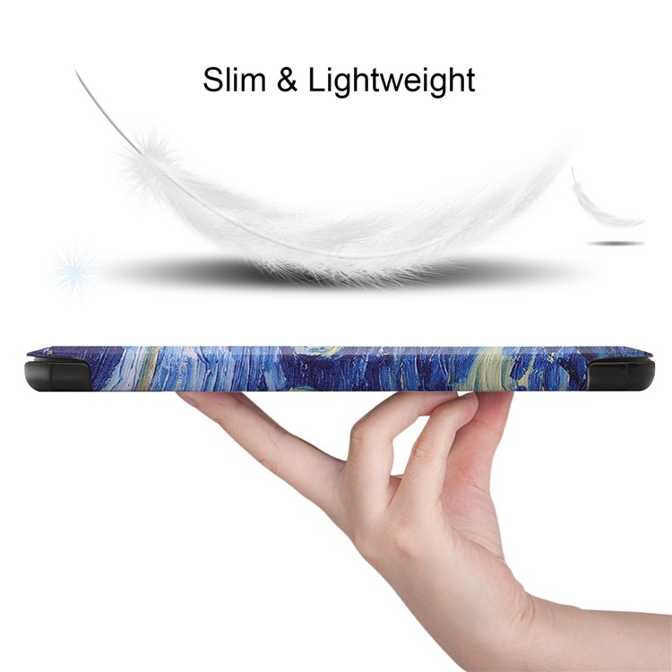 Pattern Printing PU Leather Tri-fold Stand Tablet Case for Lenovo Tab M7 TB-7305 - Painting Pattern-8