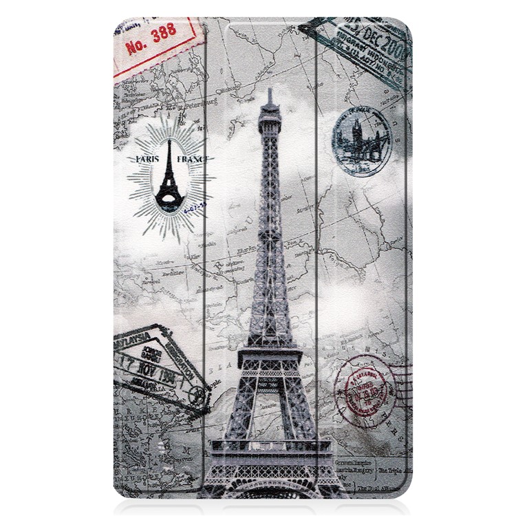 Pattern Printing PU Leather Tri-fold Stand Tablet Case for Lenovo Tab M7 TB-7305 - Eiffel Tower-2