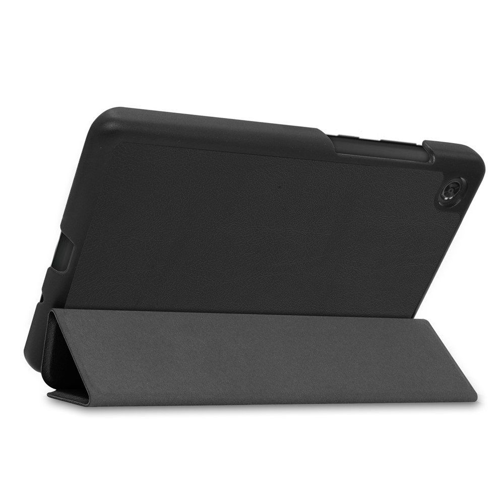 Litch Skin PU Leather Tri-fold Stand Tablet Cover for Lenovo Tab M7 TB-7305 - Black-6