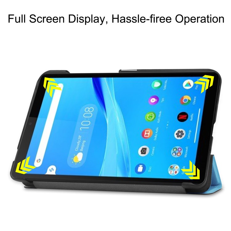 Litch Skin PU Leather Tri-fold Stand Tablet Cover for Lenovo Tab M7 TB-7305 - Baby Blue-4