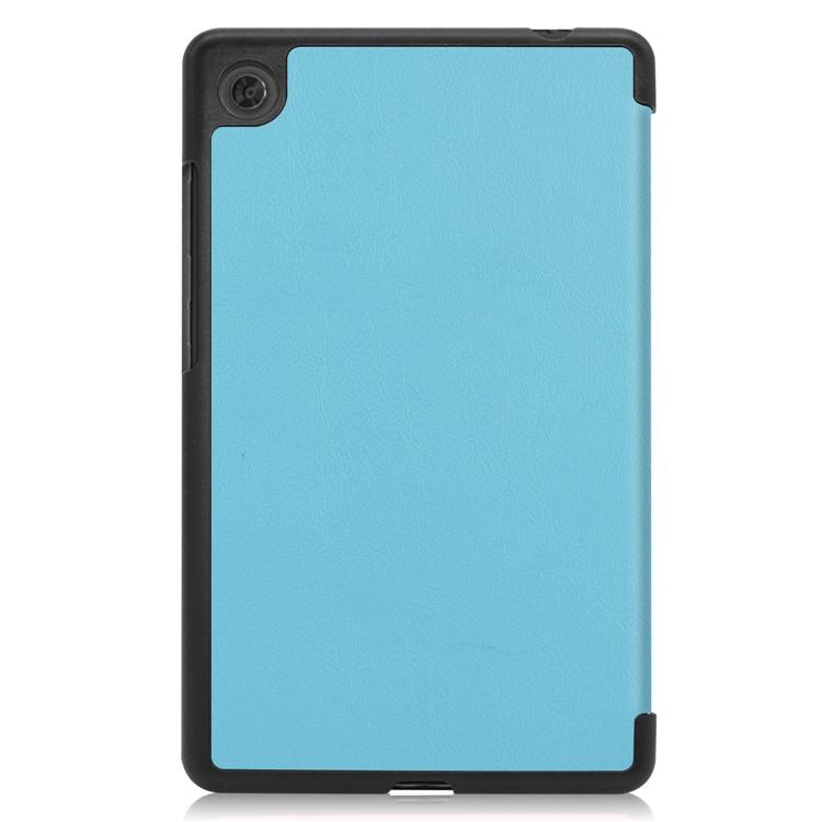 Litch Skin PU Leather Tri-fold Stand Tablet Cover for Lenovo Tab M7 TB-7305 - Baby Blue-7