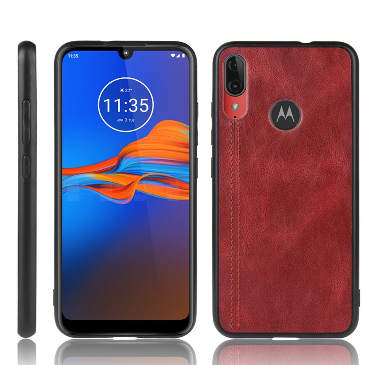 PU Leather + PC + TPU Mobile Case for Motorola Moto E6 Plus/Moto E6s (2019) - Red-1
