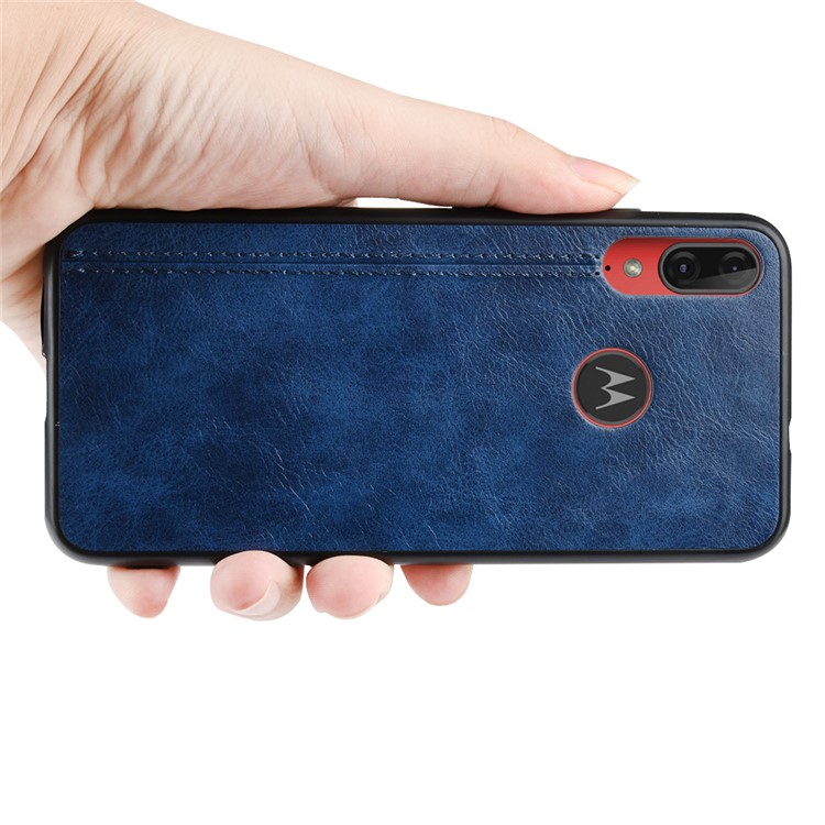 PU Leather + PC + TPU Mobile Case for Motorola Moto E6 Plus/Moto E6s (2019) - Blue-6