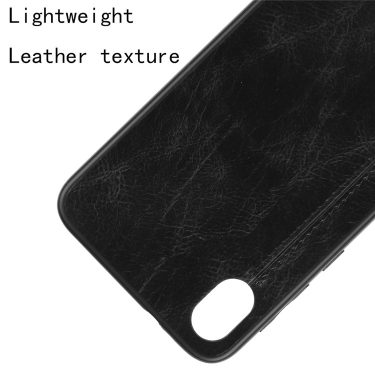PU Leather Coated PC + TPU Combo Case for Motorola Moto E6 - Black-2