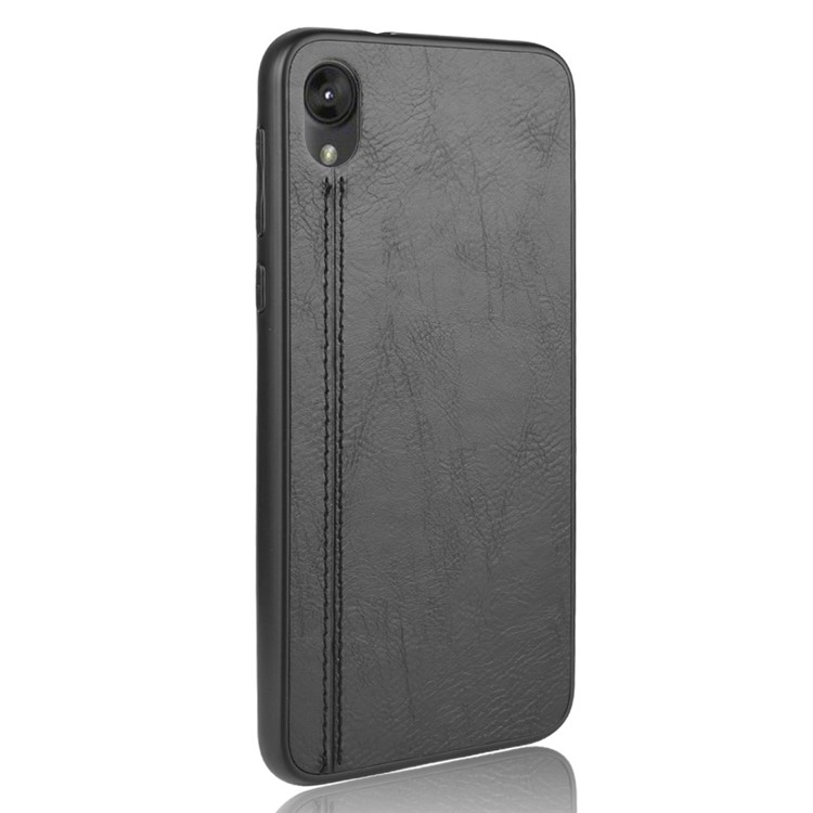 PU Leather Coated PC + TPU Combo Case for Motorola Moto E6 - Black-4