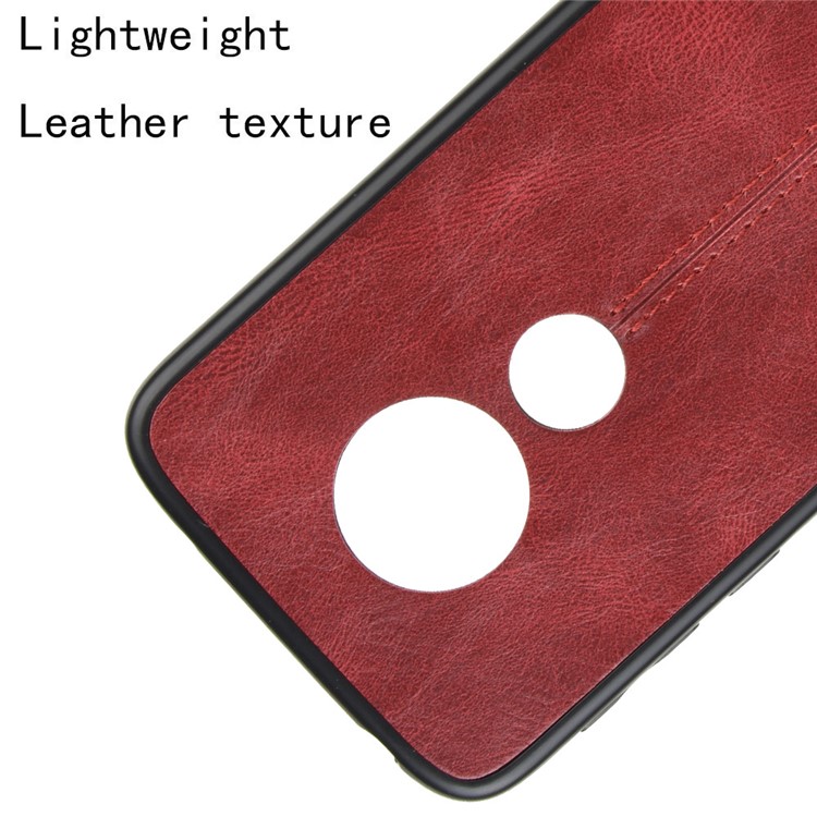 PU Leather Coated PC + TPU Combo Back Case for Motorola Moto G7 Play (EU Version) - Red-2