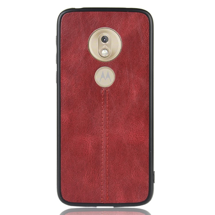PU Leather Coated PC + TPU Combo Back Case for Motorola Moto G7 Play (EU Version) - Red-3