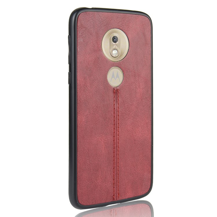 PU Leather Coated PC + TPU Combo Back Case for Motorola Moto G7 Play (EU Version) - Red-4