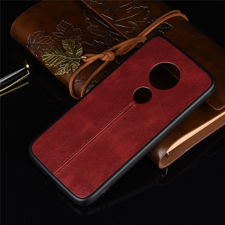 PU Leather Coated PC + TPU Combo Back Case for Motorola Moto G7 Play (EU Version) - Red-6