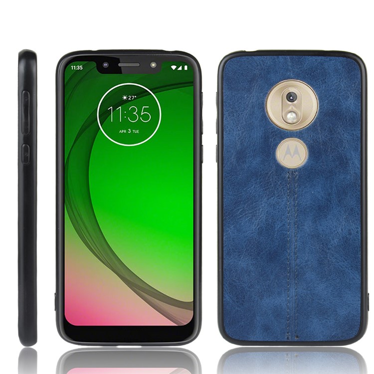 PU Leather Coated PC + TPU Combo Back Case for Motorola Moto G7 Play (EU Version) - Blue-1