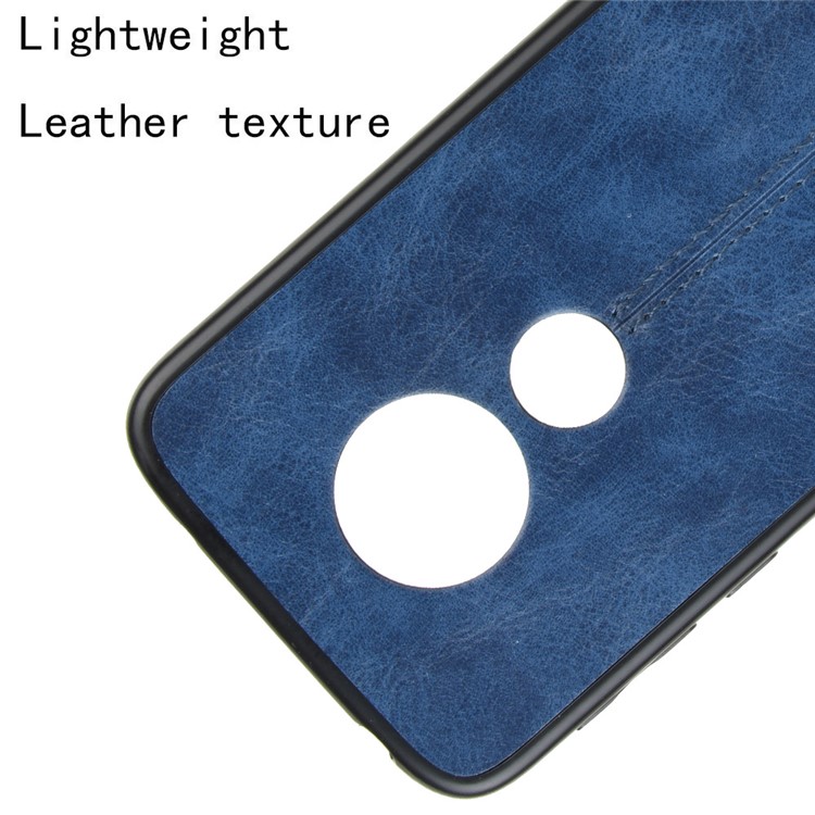 PU Leather Coated PC + TPU Combo Back Case for Motorola Moto G7 Play (EU Version) - Blue-2