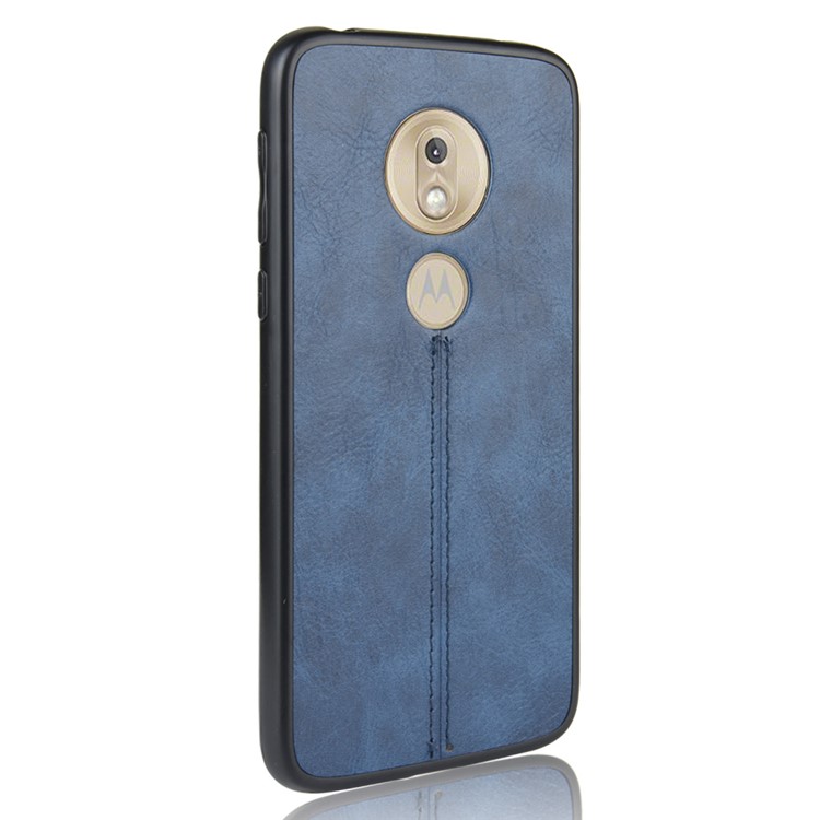 PU Leather Coated PC + TPU Combo Back Case for Motorola Moto G7 Play (EU Version) - Blue-5