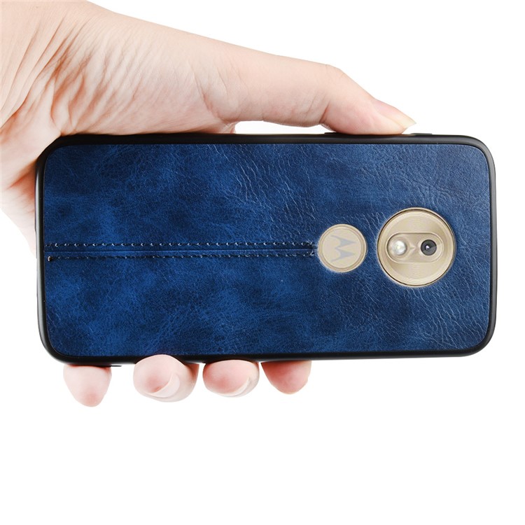 PU Leather Coated PC + TPU Combo Back Case for Motorola Moto G7 Play (EU Version) - Blue-7