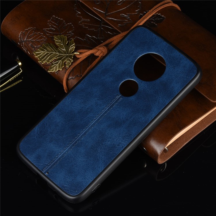 PU Leather Coated PC + TPU Combo Back Case for Motorola Moto G7 Play (EU Version) - Blue-9