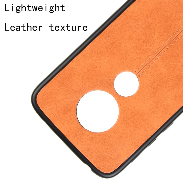 Leather Coated PC + TPU Combo Case for Motorola Moto G7 Power (EU Version) - Yellow-2