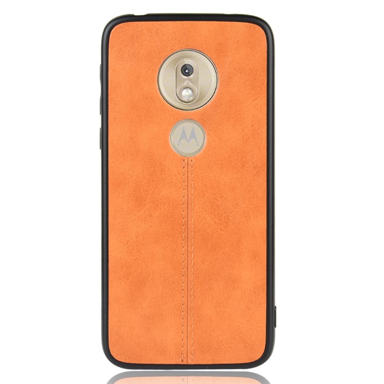 Leather Coated PC + TPU Combo Case for Motorola Moto G7 Power (EU Version) - Yellow-3