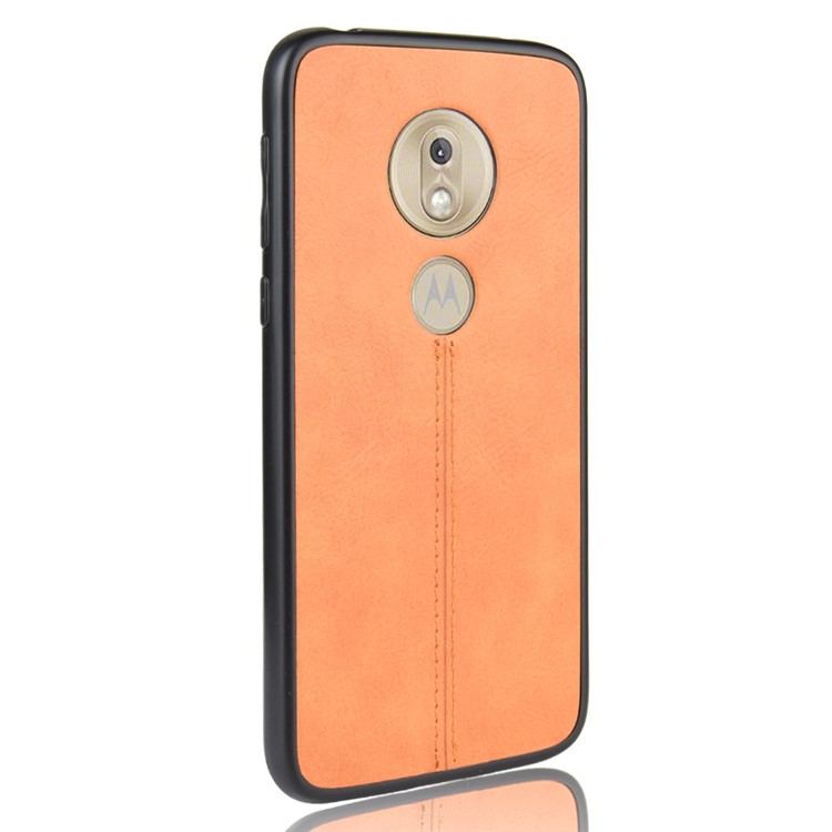 Leather Coated PC + TPU Combo Case for Motorola Moto G7 Power (EU Version) - Yellow-4