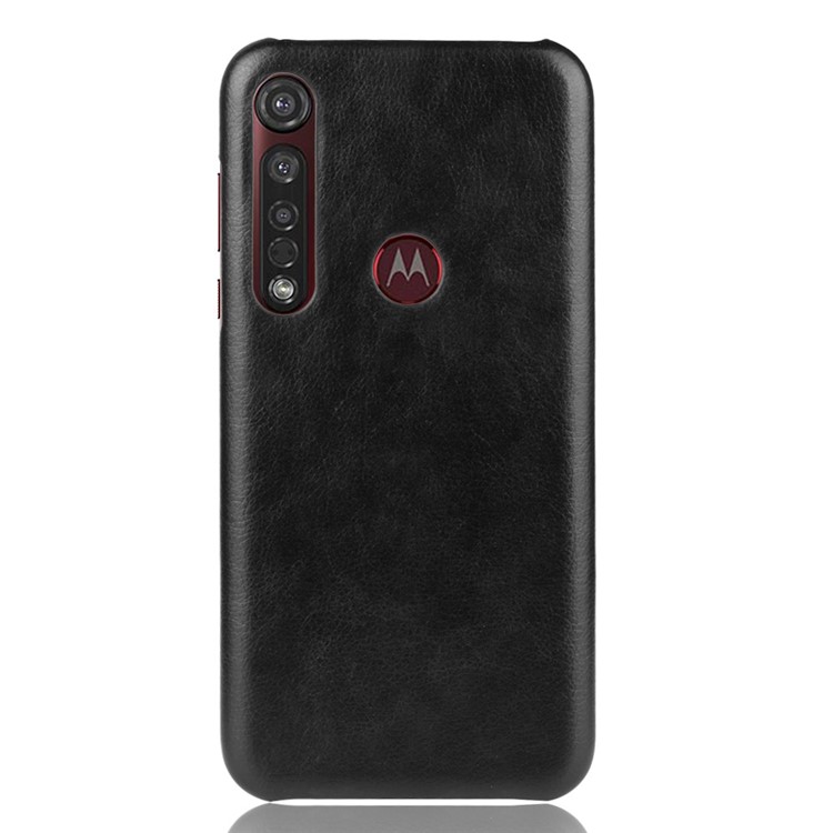 Litchi Skin Leather Coated PC Back Phone Case for Motorola Moto G8 Plus - Black-2