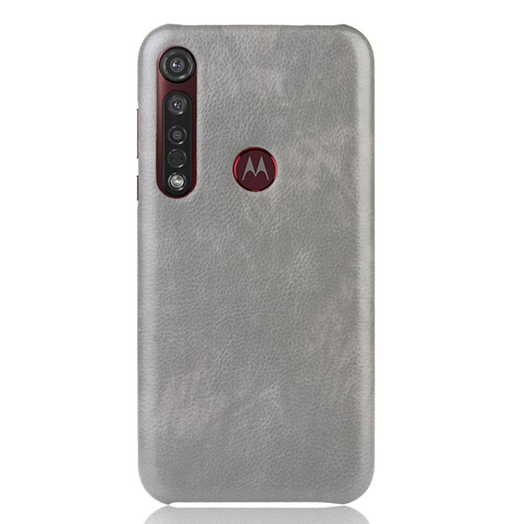 Litchi Skin Leather Coated PC Back Phone Case for Motorola Moto G8 Plus - Grey-2