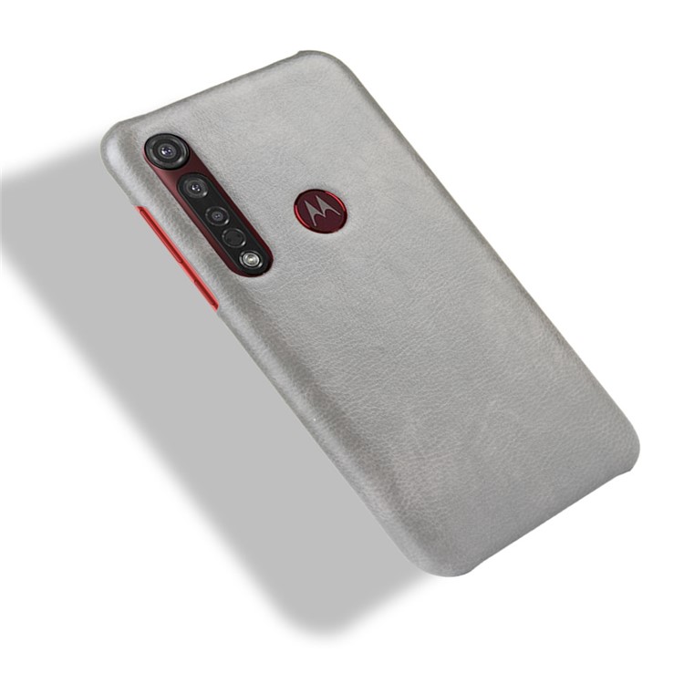 Litchi Skin Leather Coated PC Back Phone Case for Motorola Moto G8 Plus - Grey-4