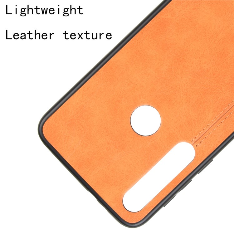 PU Leather Coated PC + TPU Cover for Motorola One Macro/Moto G8 Play - Yellow-2