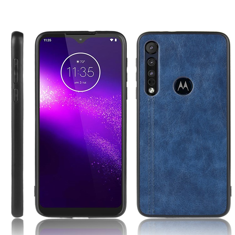 PU Leather Coated PC + TPU Cover for Motorola One Macro/Moto G8 Play - Blue-1