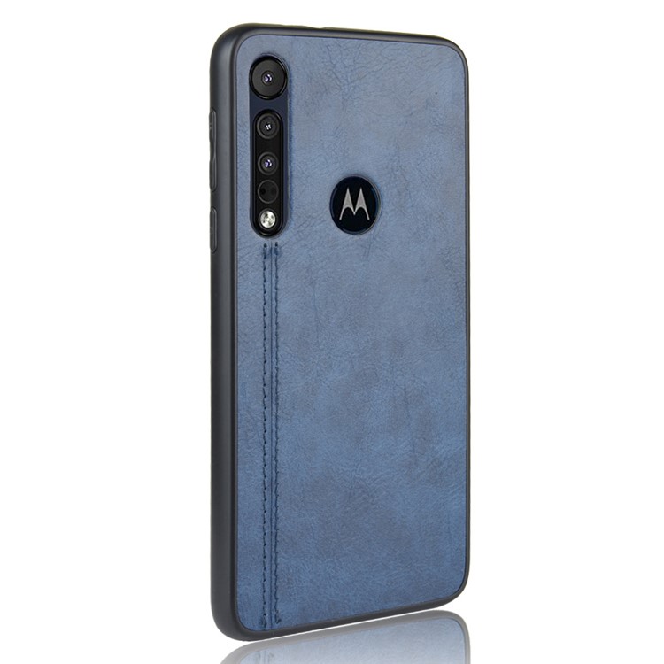 PU Leather Coated PC + TPU Cover for Motorola One Macro/Moto G8 Play - Blue-4