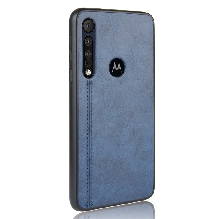 PC + TPU Rivestito in Pelle PU Per Motorola One Macro/Moto G8 Play - Blu-4