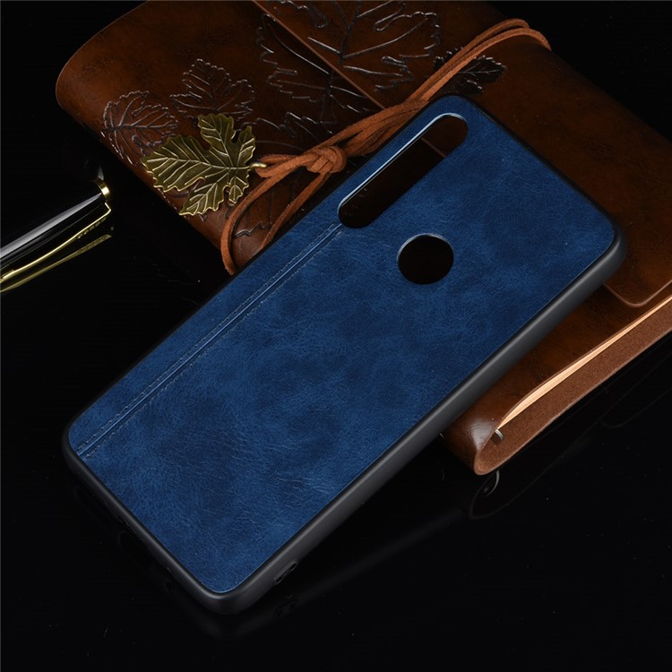 PU Leather Coated PC + TPU Cover for Motorola One Macro/Moto G8 Play - Blue-8