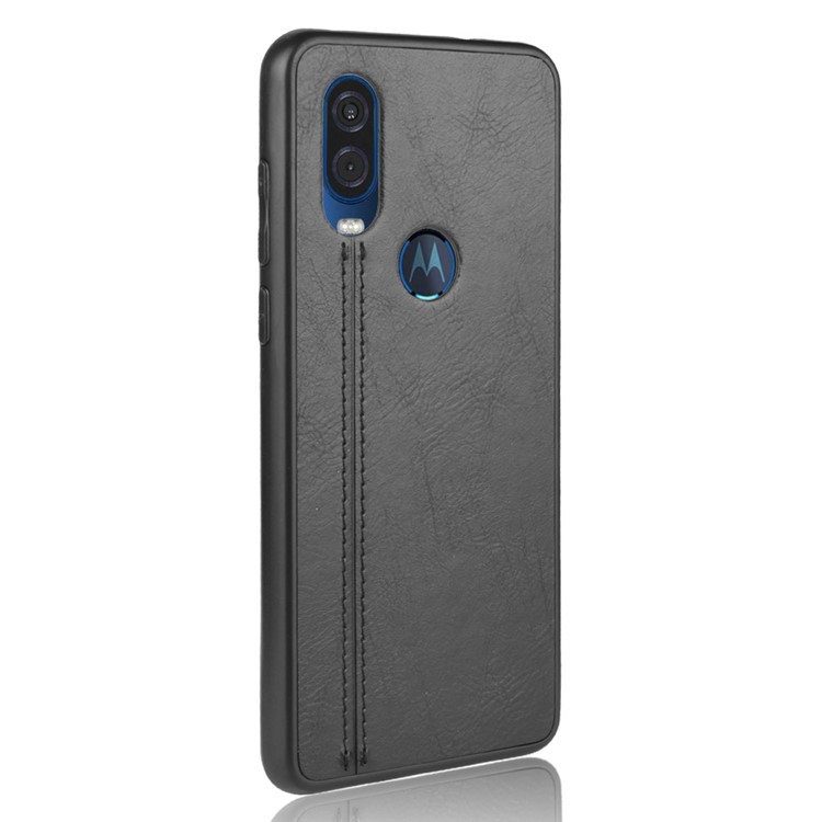 Caso de Couro PU + PC + TPU Simples Superfície Para Motorola One Vision/P50 - Preto