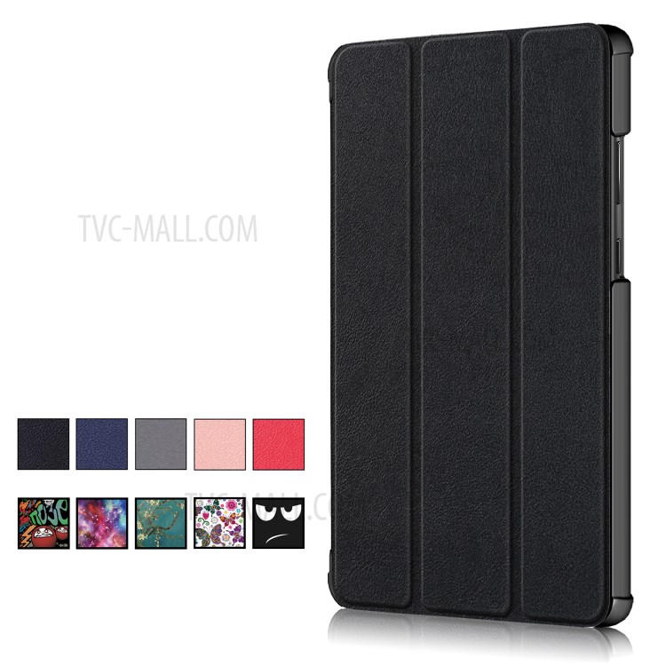 Litch Skin PU Leather Tri-fold Stand Tablet Case for Lenovo Tab M8 TB-8505 - Black-10