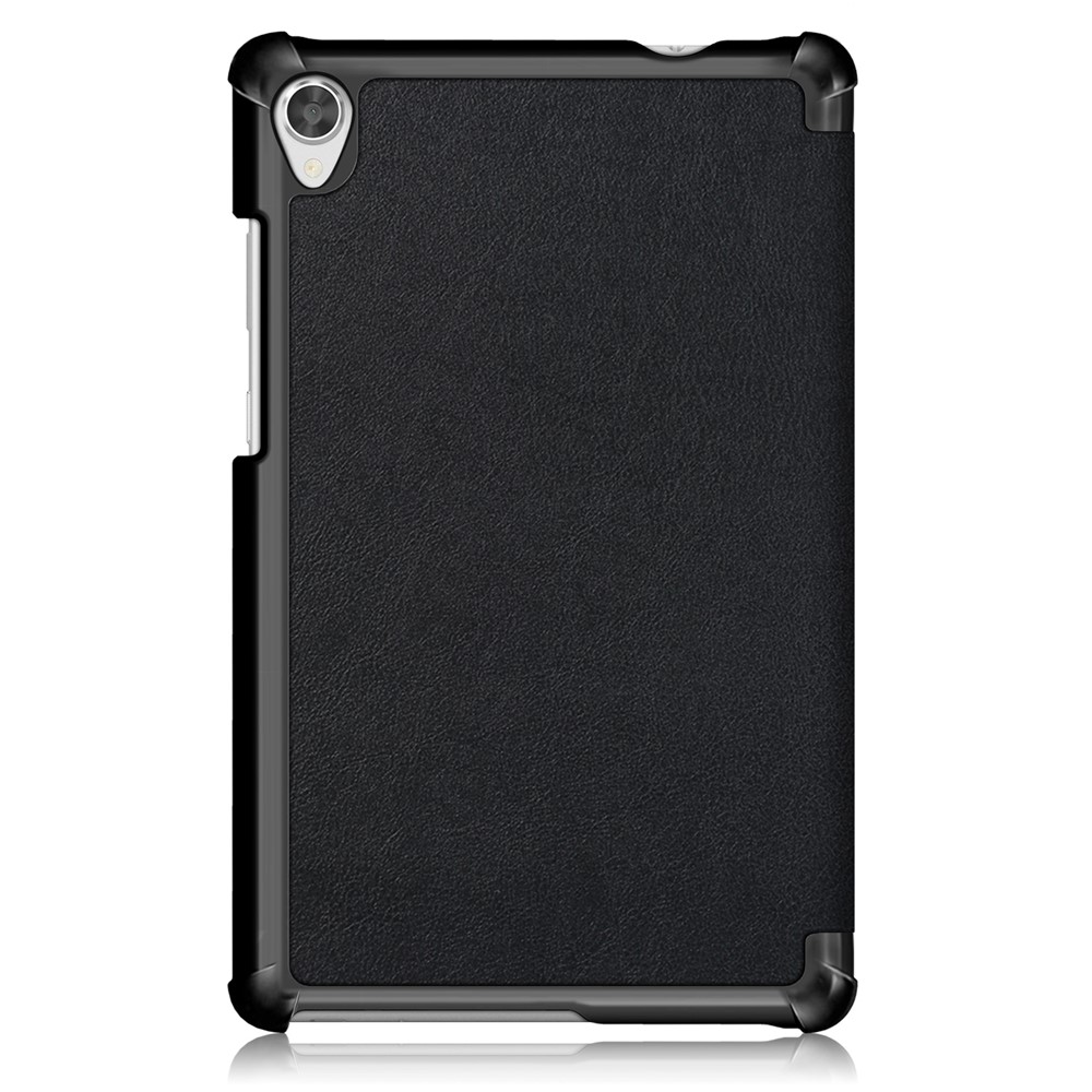 Litch Skin PU Leather Tri-fold Stand Tablet Case for Lenovo Tab M8 TB-8505 - Black-3