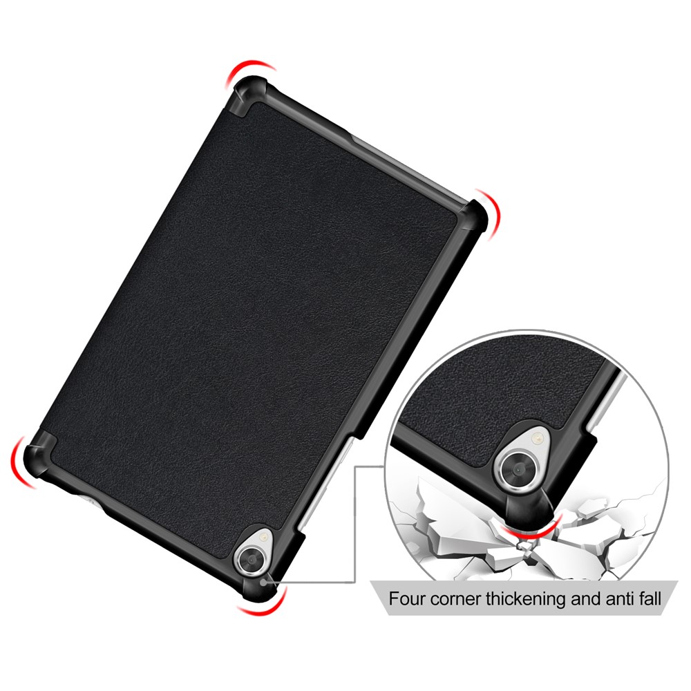 Litch Skin PU Leather Tri-fold Stand Tablet Case for Lenovo Tab M8 TB-8505 - Black-5