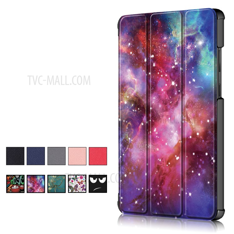 Pattern Printing Tri-fold Stand Leather Case for Lenovo Tab M8 TB-8505 - Cosmic Space-12